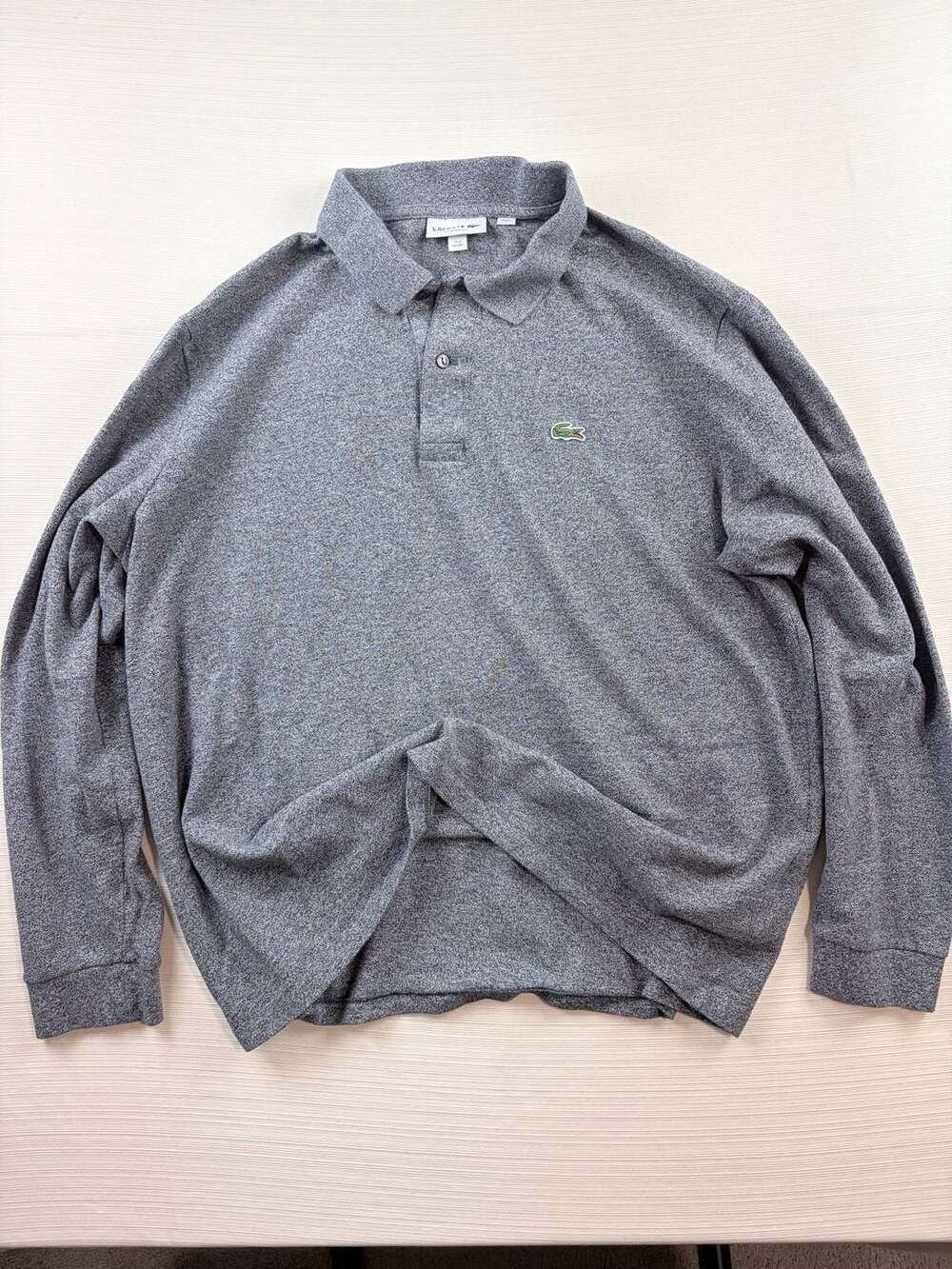 Lacoste Classic Fit Long Sleeve Polo Shirt US 3XL Gray Marl
